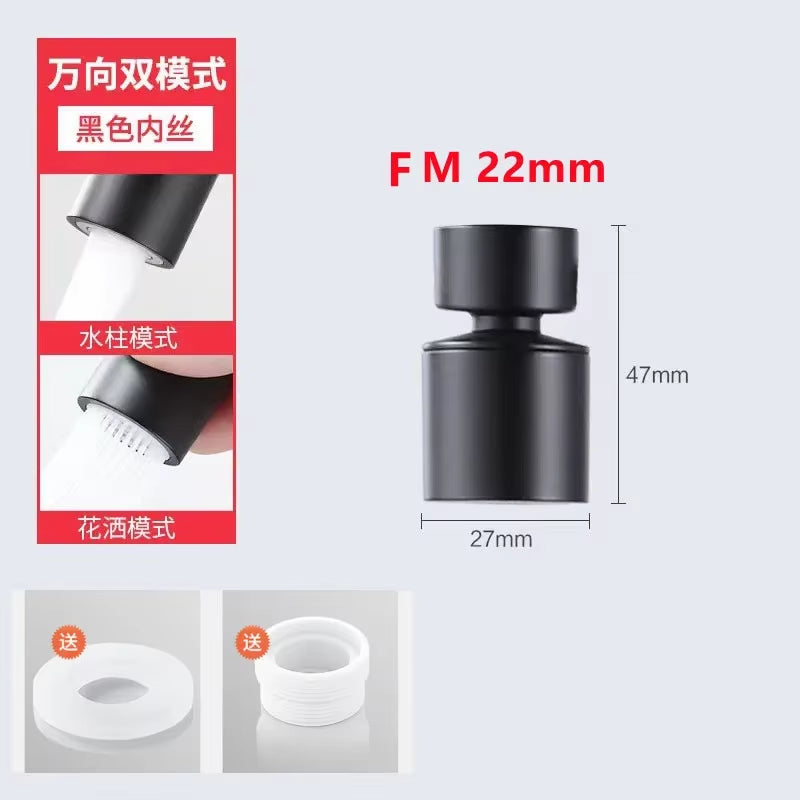 360° Swivel Faucet Spray Head Kitchen Tap Aerator Bathroom Rotatable Extension Faucet Filter Nozzle Dual Modes Water Saving