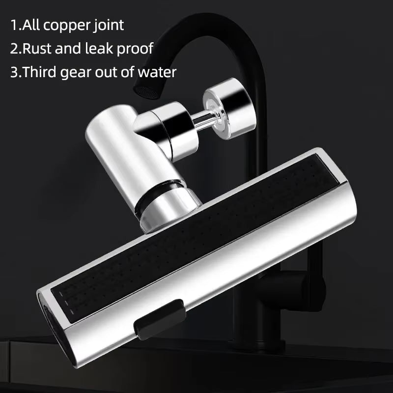Kitchen Waterfall Three-Mode Universal Swivel Extension Faucet Splash-Proof Nozzle Sink Multi-Function