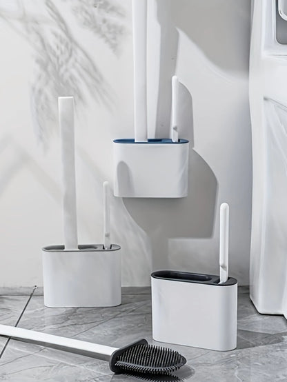 Random Delivery Silicone Toilet Brush Set & Wall Mounted Toilet Brush Holder
