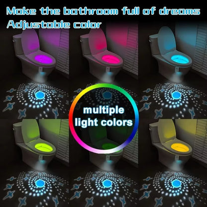 Toilet Night Lights Motion Activated Toilet Bowl Light 7Color Changing Bathroom Decoration LED Nightlight Night Lamp Smart Light