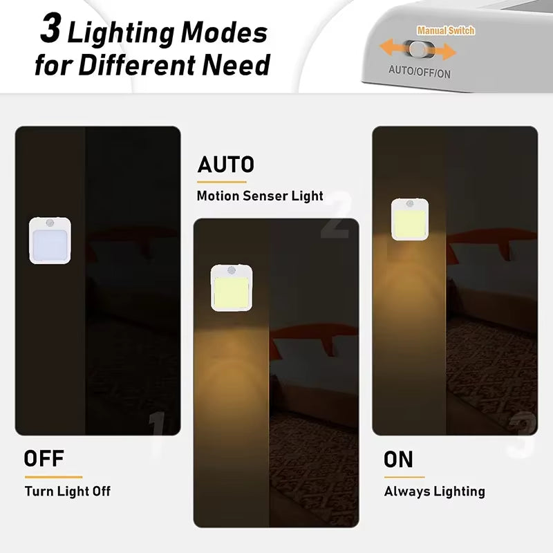 Night Light Motion Sensor with LED Light EU Plug Lamps Children'S Night Light Wireless Night Lamp for Bedside Table Bedroom