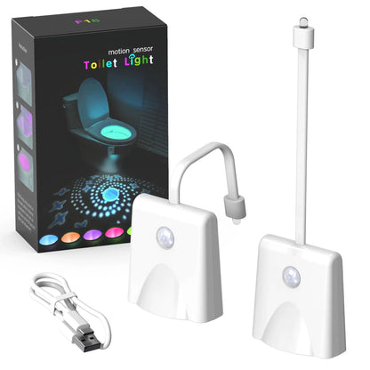 Toilet Night Lights Motion Activated Toilet Bowl Light 7Color Changing Bathroom Decoration LED Nightlight Night Lamp Smart Light