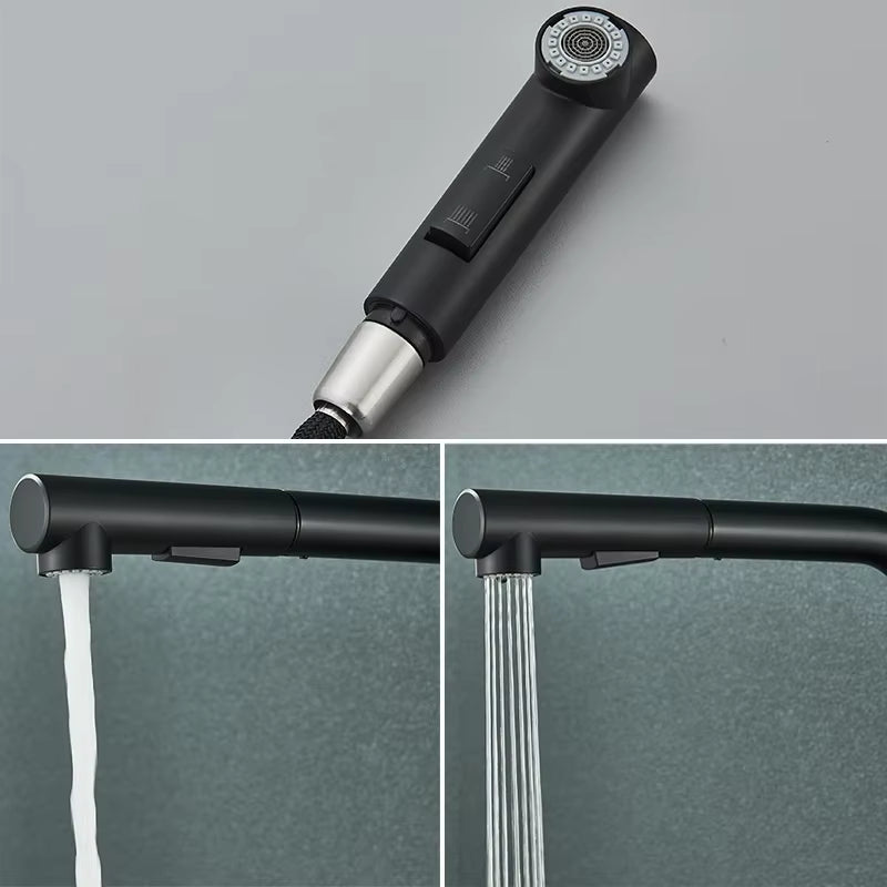 Black Pull Out Kitchen Sink Faucet Two Model Stream Sprayer Nozzle Stainless Steel Hot Cold Wate Mixer Tap Deck