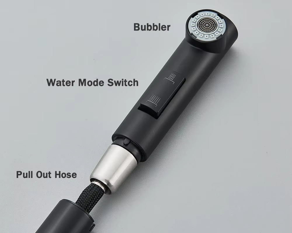 Black Pull Out Kitchen Sink Faucet Two Model Stream Sprayer Nozzle Stainless Steel Hot Cold Wate Mixer Tap Deck