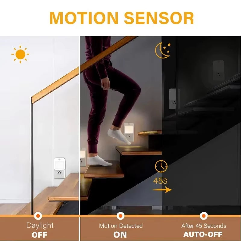 Night Light Motion Sensor with LED Light EU Plug Lamps Children'S Night Light Wireless Night Lamp for Bedside Table Bedroom