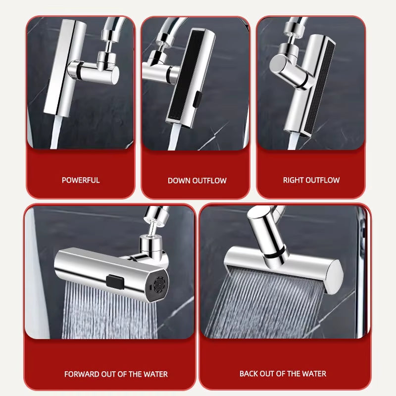 Kitchen Waterfall Three-Mode Universal Swivel Extension Faucet Splash-Proof Nozzle Sink Multi-Function