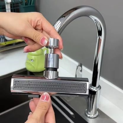 Kitchen Waterfall Three-Mode Universal Swivel Extension Faucet Splash-Proof Nozzle Sink Multi-Function