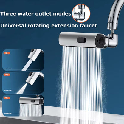 Kitchen Waterfall Three-Mode Universal Swivel Extension Faucet Splash-Proof Nozzle Sink Multi-Function