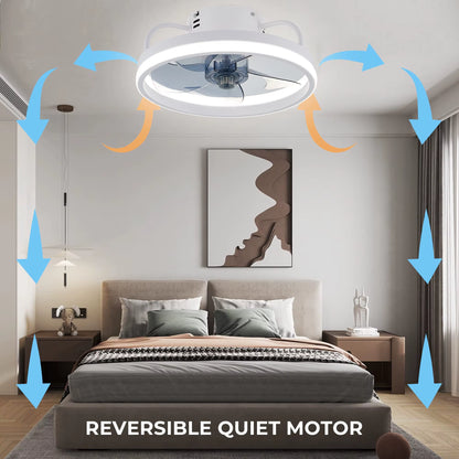 55W Smart Ceiling Fan Fans with Lights Remote Control Bedroom Decor Ventilator Lamp 33Cm Air Invisible Blades Silent