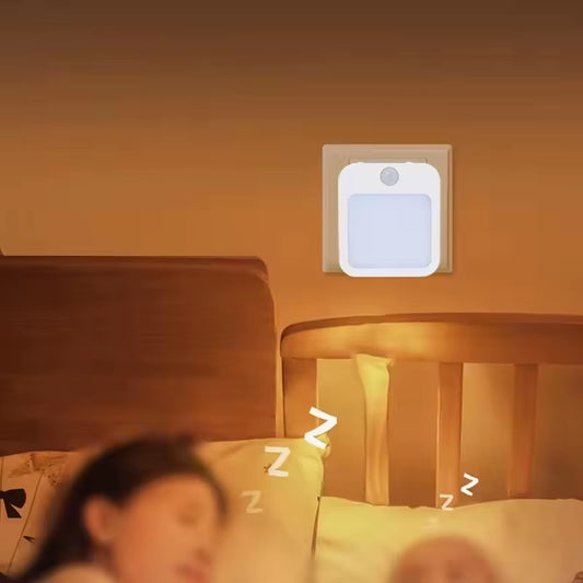 Night Light Motion Sensor with LED Light EU Plug Lamps Children'S Night Light Wireless Night Lamp for Bedside Table Bedroom