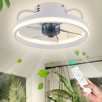 55W Smart Ceiling Fan Fans with Lights Remote Control Bedroom Decor Ventilator Lamp 33Cm Air Invisible Blades Silent