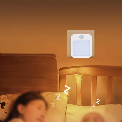 Night Light Motion Sensor with LED Light EU Plug Lamps Children'S Night Light Wireless Night Lamp for Bedside Table Bedroom